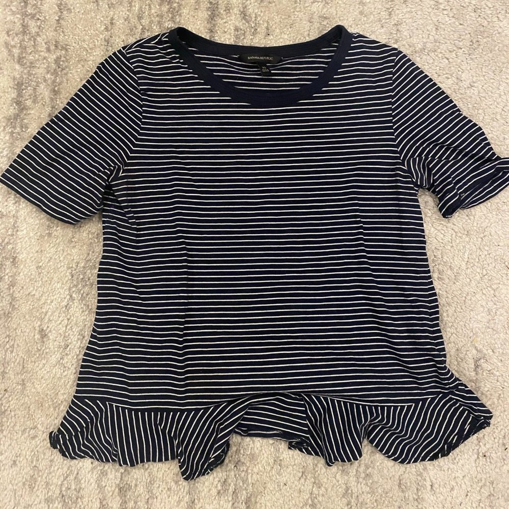 Banana Republic Navy/White Striped Tee
